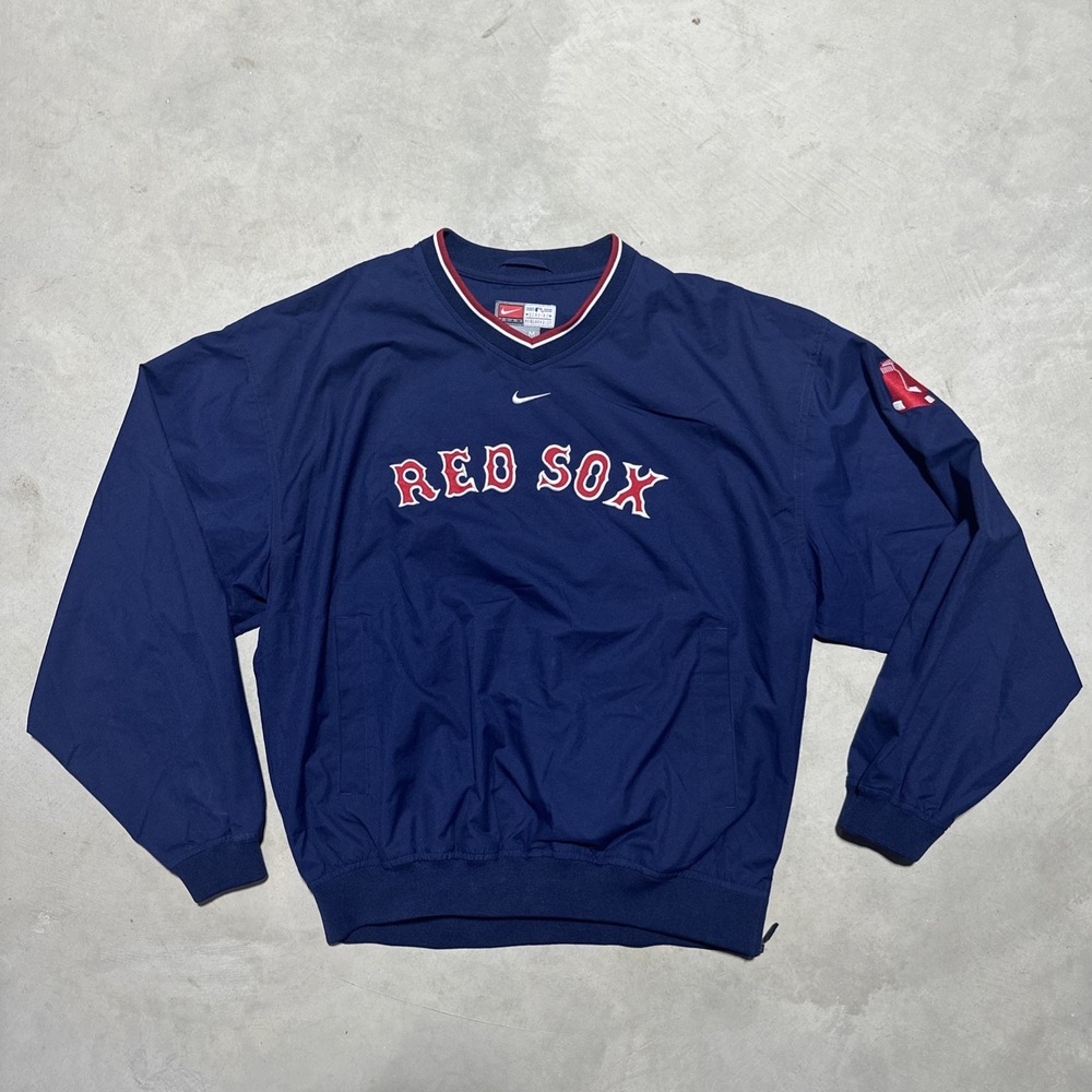 Y2K Nike Boston Red Sox Windbreaker Mens SZ M Pullover Center Swoosh MLB Warm Up